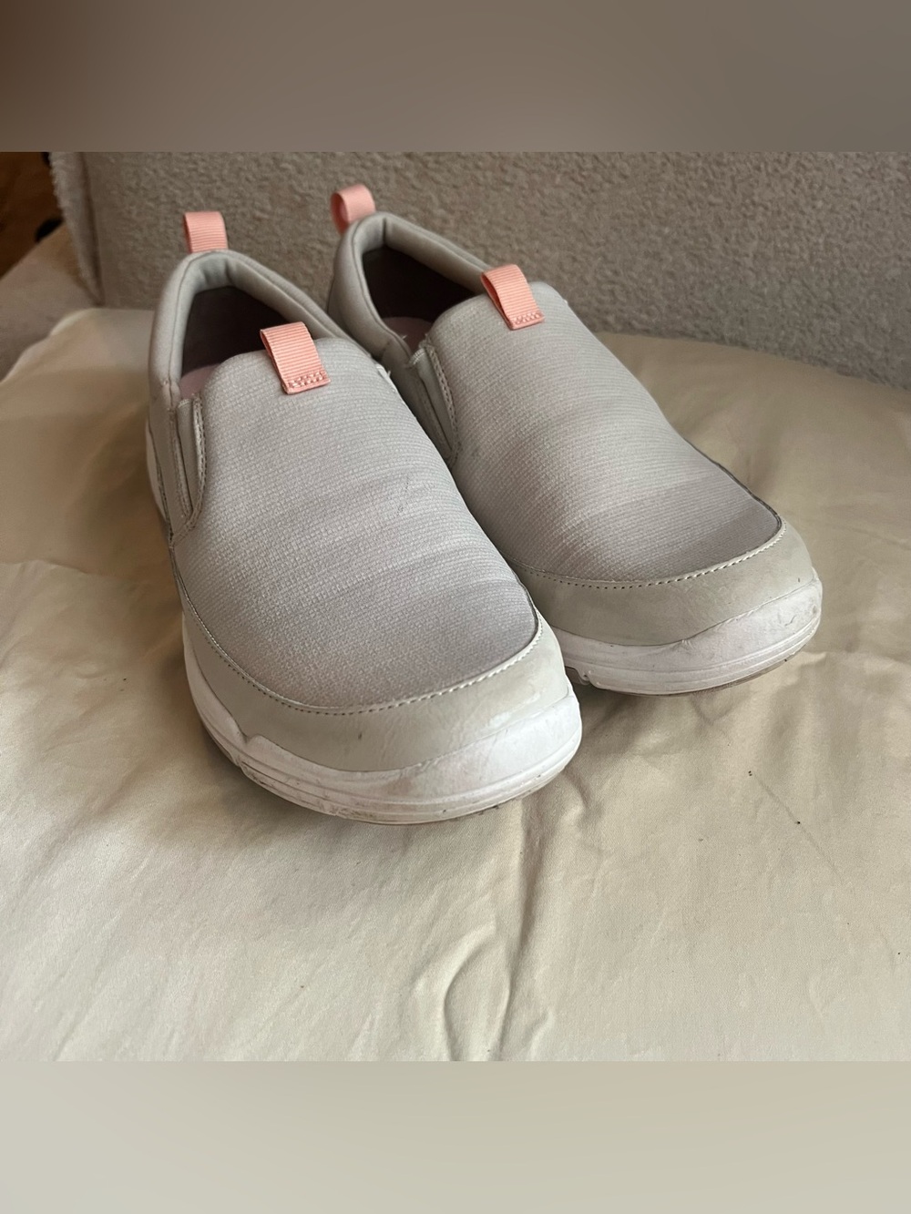 Ryka Slip-On Sneakers White with Pink Accents